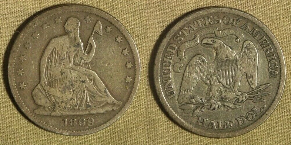 Error: 1869 Half Dollar Tilted Partial Collar IREC672 - Image 1 of 1