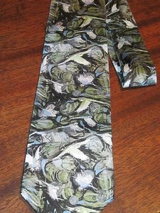 Original art luxury silk tie Valentines Day wedding mens gift Parakeet  floral - Picture 1 of 1