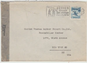 SUIZA, SEGUNDA GUERRA MUNDIAL, 1945 UN PC A EE. UU., CENSURADO - Imagen 1 de 4