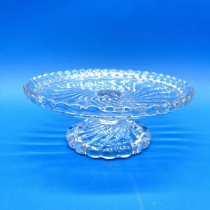 Vintage Fostoria Swirl Pattern 7" Pedestal Round Dessert Plate Clear Glass Plate - Picture 1 of 5
