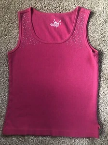 Justice Tank Top Size M Pink With Rhinestones Size 12 - Picture 1 of 4