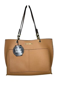 Steve Madden Cognac Bdonna Tote With Floral Lining & Pouch - Picture 1 of 14