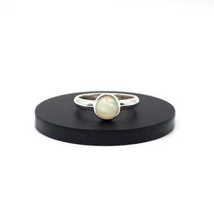 925 Sterling Silber Ring 0.87ct Opal minimalistischer Solitär Ring Edelopal RG56 - Bild 1 von 17