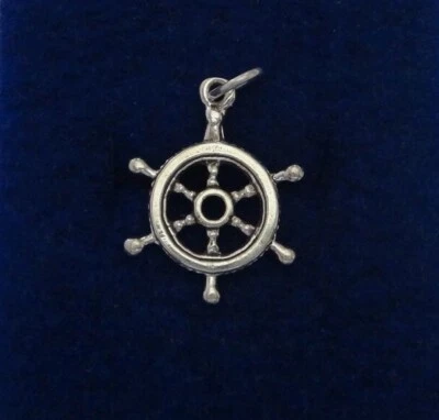 Sterling Silver 3D 21x17mm Detailed Ship's Wheel Nautical Charm - Image 1 of 4