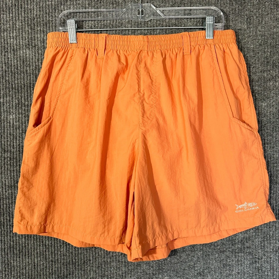 Columbia 男式工装板短裤大号橙色弹力腰网眼衬里 — 第 1/4 张图片