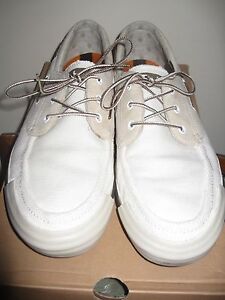 TIMBERLAND Canvas/Leather Boat Shoes # 62538 11 Medium U.S-White