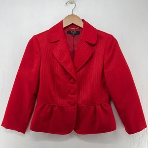 ALEX MARIE Red Blazer Jacket WOMENS 4 4P Peplum Ruffle Hem Tailored Lined Suit - Picture 1 of 10
