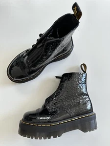 Docs Dr. Martens Sinclair Patent Leather Leopard Emboss Platform Chunky Boots 6 - Picture 1 of 8