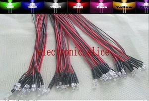 DC 9-12V 3mm/5mm Red Green Blue RGB Round Pre-Wired Water Clear LED - Picture 1 of 10