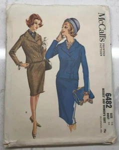 Traje para mujer vintage McCall's patrón de costura #6482 talla 14 busto 34 corte - Imagen 1 de 5