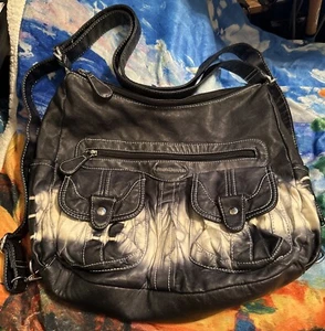 Angel Barcelo Hobo Black W/white & Silver Hardware, Tons Of Pockets! - Picture 1 of 3
