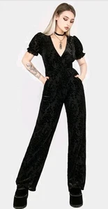 Disturbia Lilias Devoré Velour Mesh Floral Black Jumpsuit Sz 14 NWT - Picture 1 of 9