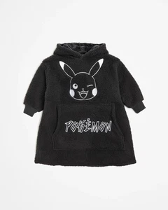 Kids Pokémon Pikachu Wearable Blanket Hoodie – Black Fleece – Size Large (12-16) - Picture 1 of 4