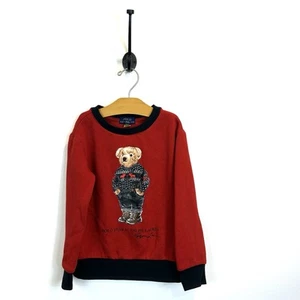 Polo Ralph Lauren Size 5 Boys Red/ Black Multi Christmas Bear Sweater - Picture 1 of 8