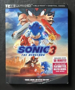 🔥Sonic the Hedgehog 3 4K UHD + Blu-Ray (2025) w/ Slipcover Like New! - Picture 1 of 5