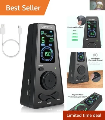 数字黑色节拍器带定时器和耳机插孔用于安静练习会议 — 第 1/4 张图片