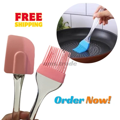 Silicone Pastry Brush & Spatula 2pcs -Heat Resistant, BPA-Free, Dishwasher Safe - Image 1 of 4