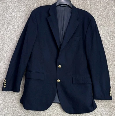Vtg Polo Ralph Lauren Blazer Mens 42R Navy Blue Wool Gold Button Jacket Italy - Image 1 of 4