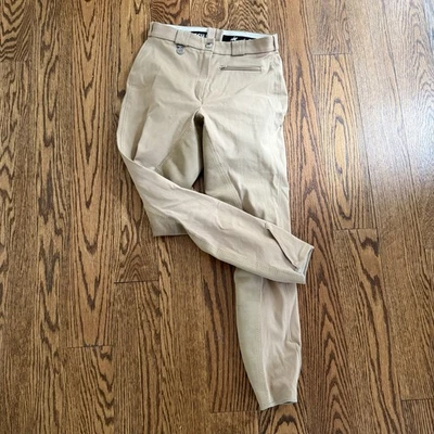 Pantalones de montar ecuestres PIKEUR para mujer US 26 bronceados/cintura alta con parche en la rodilla. Foto 1 de 4