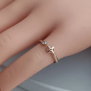 18K Rotgold Vorsteckring Gr. 6 minimalistisch AU750 Neu ohne Etikett mit Zirkonia Stein - Bild 1 von 5