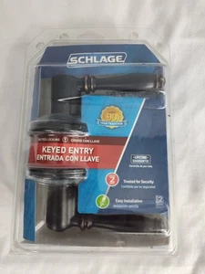 Schlage Keyed Entry Door Handle | Flair Lever | F51 V FLA 505 | Dark Bronze - Picture 1 of 9