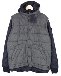SCOTCH & SODA Men's XL Dark Grey Hooded Wool Blend Quilted Zip-Up Jacket - Picture 1 of 8