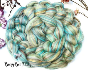 SLEEPING BEAUTY - Wool Roving Custom Blend Merino Silk Bamboo Combed Top 4 oz - Picture 1 of 9