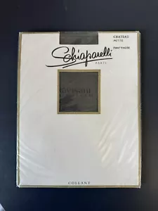 Vintage Schiaparelli pantyhose hosiery size Petite dark grey lycra nylon cotton - Picture 1 of 4