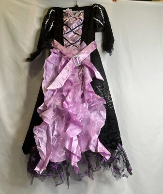 Vestido de Bruja Disfraz Niños Arañas Tul’ Terciopelo MED Rosa Satén Sensación Halloween Foto 1 de 4