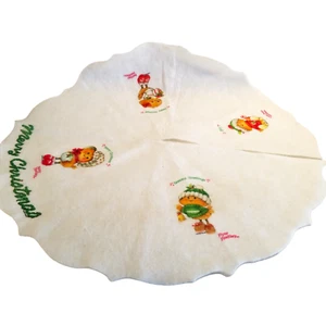 Vintage Christmas Tree Skirt Morgan Inc Feather Finchley 1980s Birds Chicks Felt - Picture 1 of 13