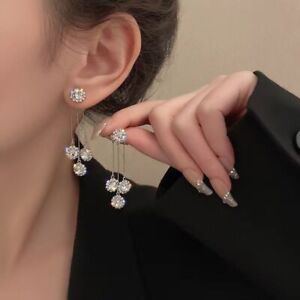 Gorgeous Cubic Zircon Tassel Earrings Stud Dangle Drop Wedding Jewelry Women New