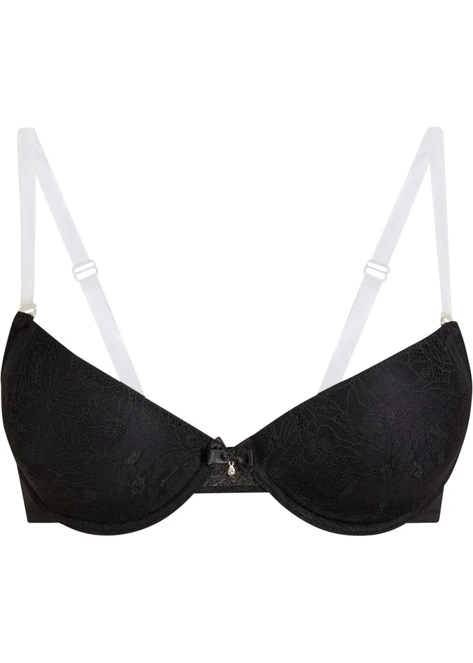 Multiway-Schalen BH mit Bügel und transparenten Trägern Gr. 85 Cup D Schwarz Neu - Bild 1 von 1