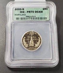 2000 S Maryland State Statehood Quarter Coin PF70DCAM ICG - Picture 1 of 2