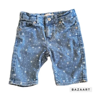 Levi's Jean Shorts Girls Size 6X Regular Blue Bermuda Hearts Kids - Picture 1 of 6