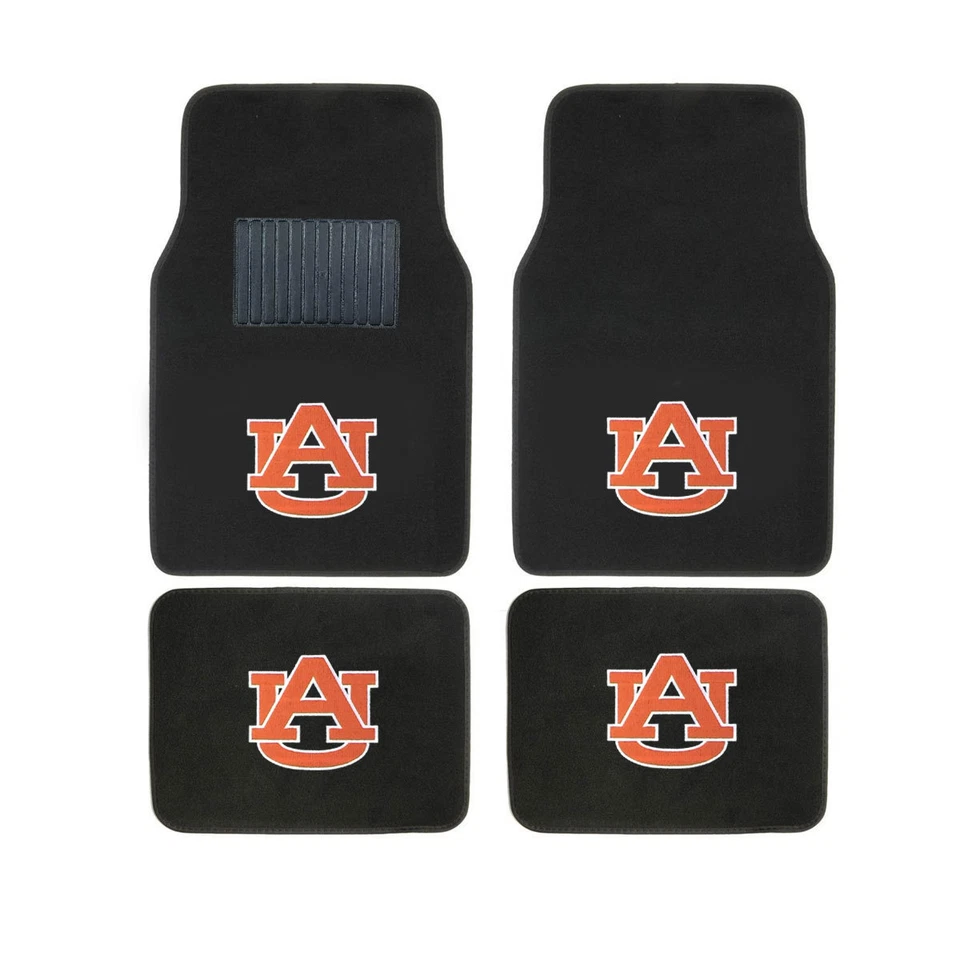New 4pcs NCAA Auburn Tigers Car Truck Front Rear Carpet Floor Mats Set - Image 1 of 4