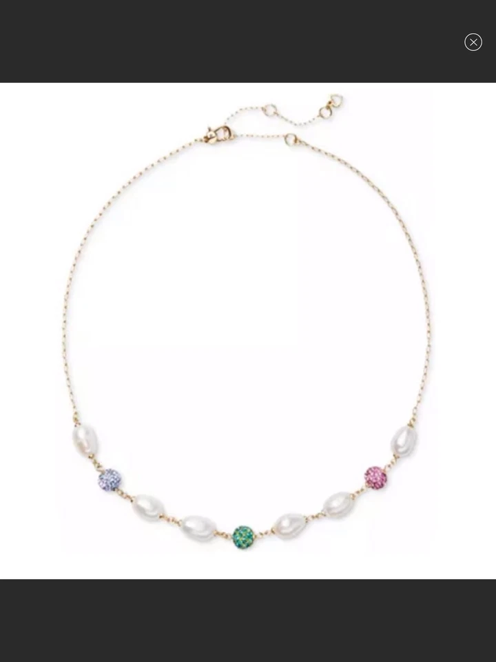 Kate Spade Gold Tone Pave Fireball & Faux Pearl 19 Plus 3" Necklace Sp6