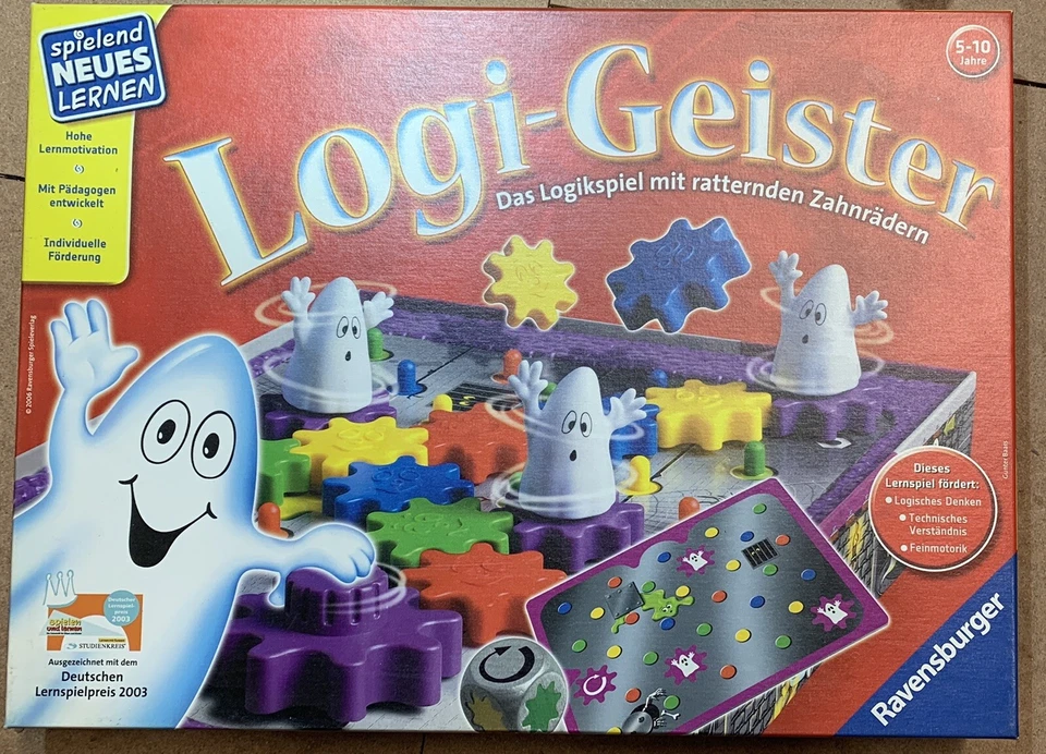 Logi Geister Brettspiel Zahnräder Rad Geisterbahn Gespenster Spiel Stecken Logik - Bild 1 von 1