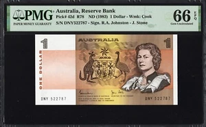 Australia 1 Dollar P42d R78 1983 Johnston Stone PMG66 Gem UNC EPQ Banknote Note - Picture 1 of 2