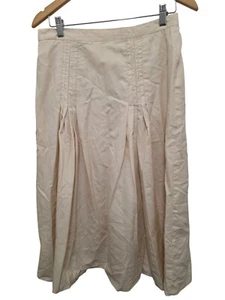 Falda midi vintage victoriana plisada crema línea A para mujer cremallera lateral y cierre de gancho - Imagen 1 de 8