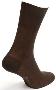 Men’s Brown Mid-Calf Diabetic Socks 100% Cotton Made in Italy) - Picture 1 of 3