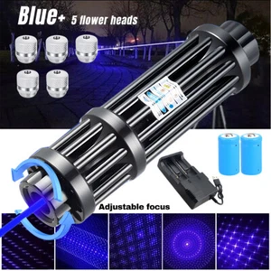 450nm Adjustable Blue Burning Laser Pointer Visible Dot Torch Light Rechargeable - Picture 1 of 12