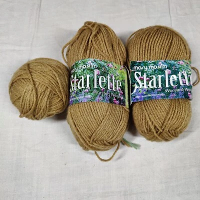 2 Vintage CARAMEL Beige 609 Mary Maxim Starlette Worsted Yarn 3.5oz Skein - Image 1 of 4