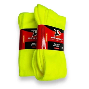 2 Pairs Pro Feet Multi Sport Socks Lime Neon Boys Girls NWT Size M - Picture 1 of 3