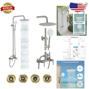 High Pressure Wall Mount Shower System with Adjustable Handheld Hose and Faucet - Picture 1 of 11