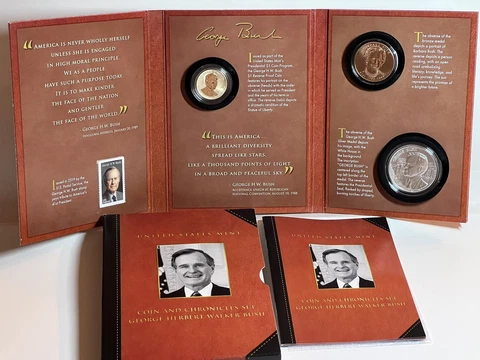 U S MINT. COINS AND CHRONICLES SET. GEORGE HERBERT WALKER BUSH Cover
