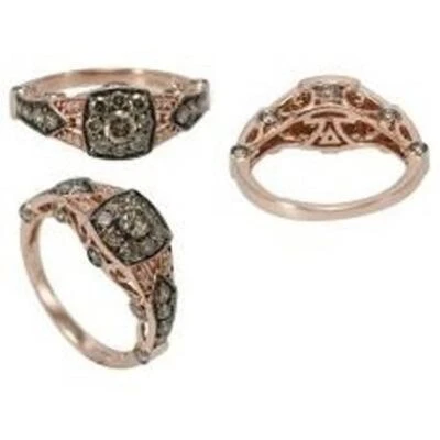 LeVian 14K Rose Gold 1.02 TCW White Diamond Ring Jewelry for Her – Size 6.5 - Image 1 of 4