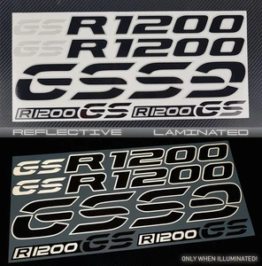 Reflective decals stickers graphic set for BMW GS R1200GS panniers R1200 black - Bild 1 von 6