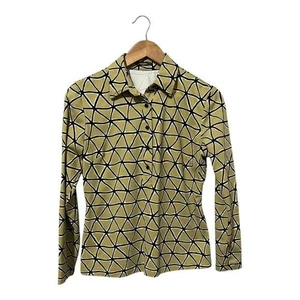 J. Mclaughlin Polo Catalina Cloth Long Sleeves Women's Small Green Black Geo - Picture 1 of 5