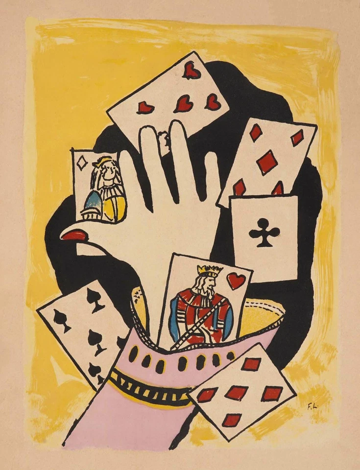 Joseph Fernand Henri Leger Mano Juego de Cartas Manga 1917 Impresión Artística 17" x 22" Foto 1 de 1