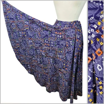 Vintage 90s Circle Skirt size Medium Large 31" Waist Purple Geometric Long Midi - Image 1 of 4